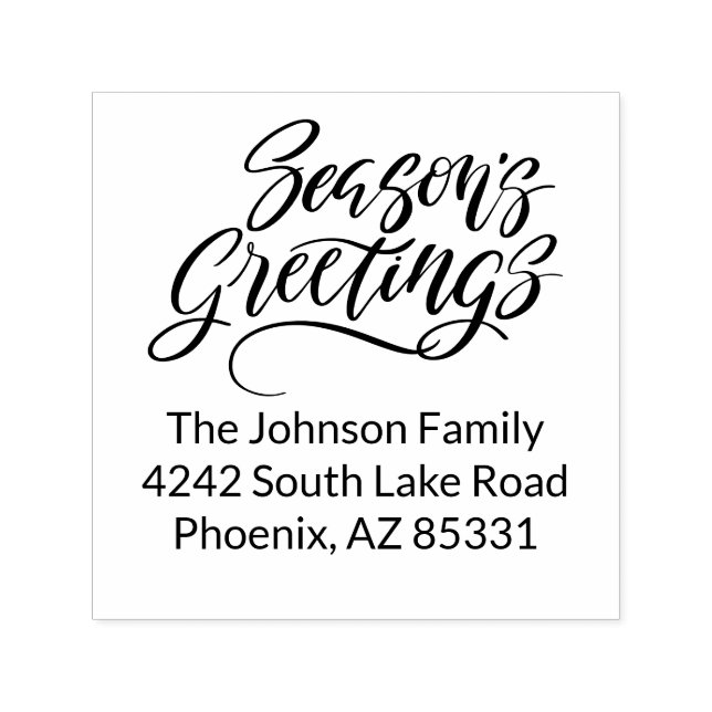 Season's Greetings Brush Lettering Return Address Self-inking Stamp (Design)