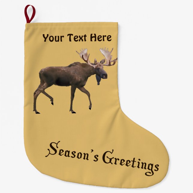 Season's Greetings - Bull Moose Large Christmas Stocking (Front)