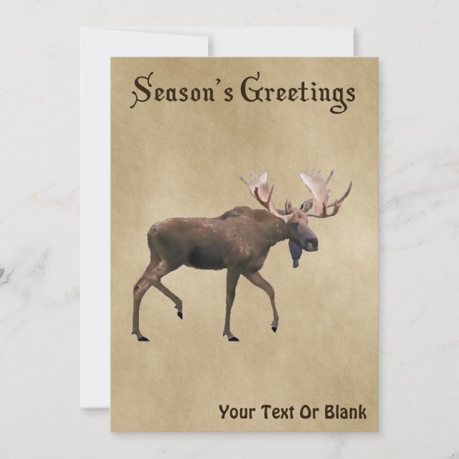 Season's Greetings - Bull Moose On Old Paper (Front)
