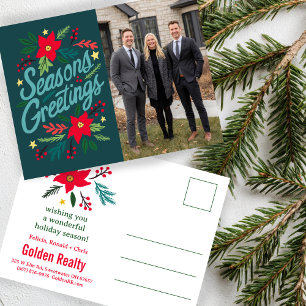 SEASONS GREETINGS Business Christmas CUSTOM PHOTO Postcard