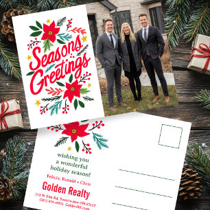 SEASONS GREETINGS Business Christmas CUSTOM PHOTO Postcard