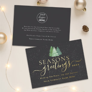Seasons Greetings Business Logo Modern Script Gold