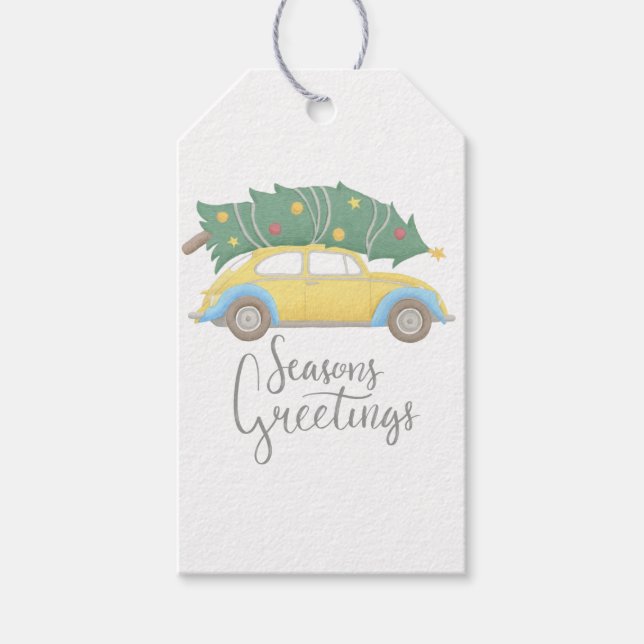 Seasons Greetings Car & Tree Gift Tags (Front)