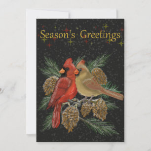 Season's Greetings Cardinals Flat Holiday Card