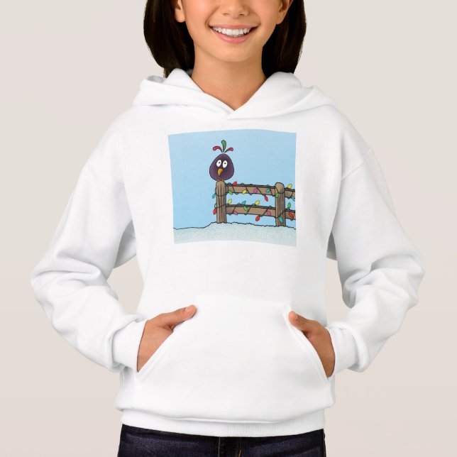 Seasons Greetings Cartoon Bird on Fence (Front)