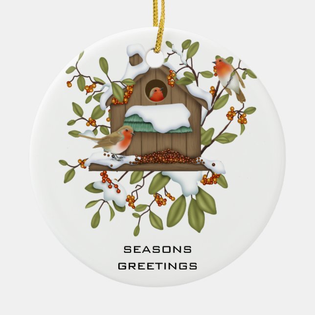 Seasons Greetings Ceramic Tree Decoration (Front)