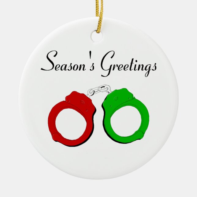 Seasons Greetings Ceramic Tree Decoration (Front)