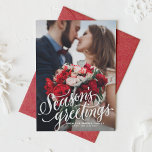 Season's Greetings Chalk Lettering Photo Holiday Card<br><div class="desc">Season's Greetings! Greet your loved ones this holiday with this customisable holiday card. It features chalk hand-lettered script. Personalise by adding your details. This photo holiday card is available in other cards.</div>