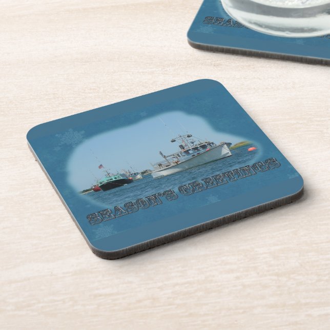 Season's Greetings - Chatham Harbour Boats Coaster (Left Side)