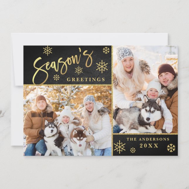 Season's Greetings Christmas 2 PHOTO Greeting Holiday Card (Front)