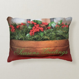 Seasons Greetings Christmas Centerpiece Decorative Cushion