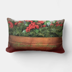 Seasons Greetings Christmas Centerpiece Lumbar Cushion