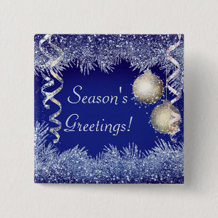 Season's Greetings Christmas Glitter Christmas 15 Cm Square Badge