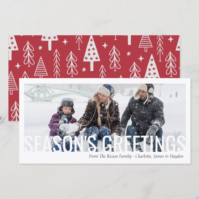 Seasons Greetings Christmas Holiday Cut out Photo Card (Front/Back)