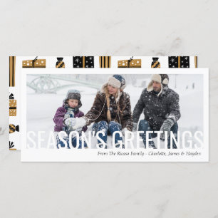 Seasons Greetings Christmas Holiday Cut Out Photo Card