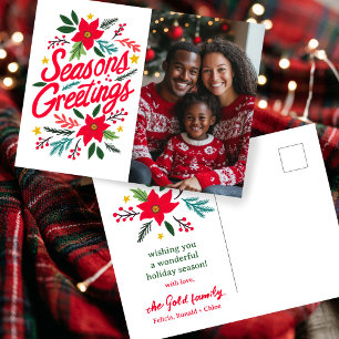 SEASONS GREETINGS Christmas Holidays CUSTOM PHOTO Postcard