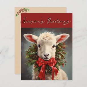 Season's Greetings Christmas Lamb Greeting Card