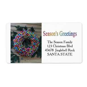 Season's Greetings Christmas ornament wreath Label