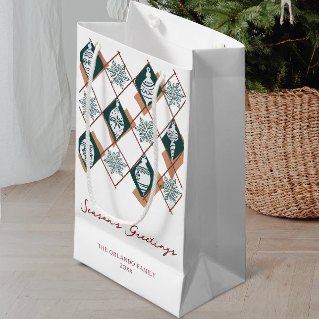Seasons Greetings Christmas Scandinavian Holiday Small Gift Bag (Creator Uploaded)