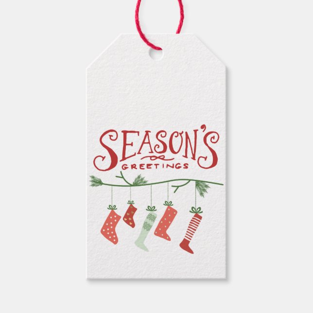 Season's Greetings & Christmas Stockings Gift Tags (Front)