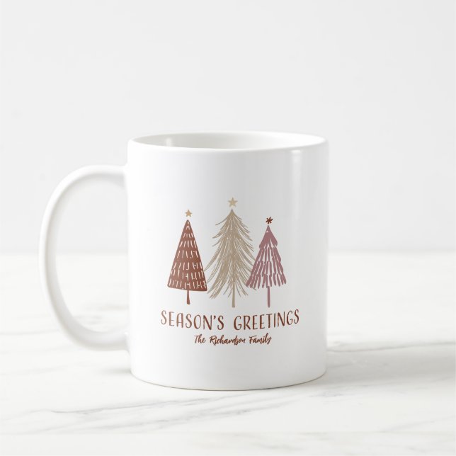 Seasons Greetings Christmas Tree Festive Holiday Coffee Mug (Left)