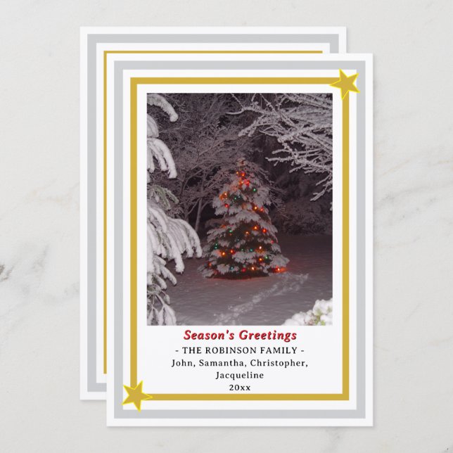 Season's Greetings Christmas Tree INSERT PHOTO  Holiday Card (Front/Back)