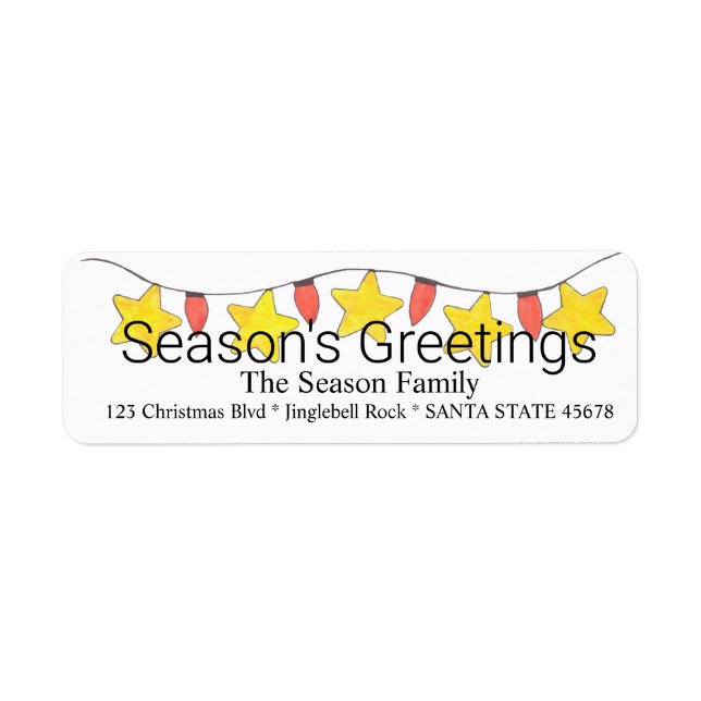 Season's Greetings Christmas Tree Lights Label (Front)