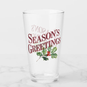 Seasons Greetings Christmas Typography Glass