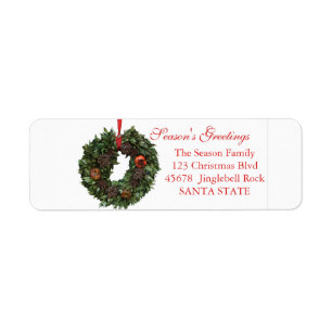 Season's Greetings Christmas wreath Holiday Label