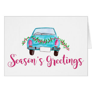 Season's Greetings Classic Car Watercolor