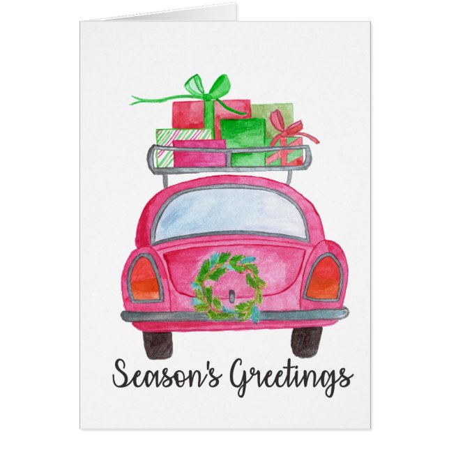 Season's Greetings Classic Car Watercolor (Front)