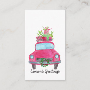 Season's Greetings Classic Car Watercolor Enclosure Card
