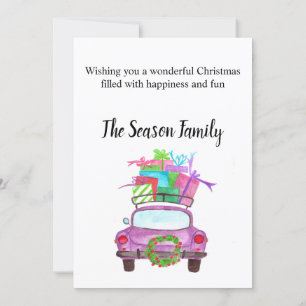 Season's Greetings  Classic Car Watercolor Invitation