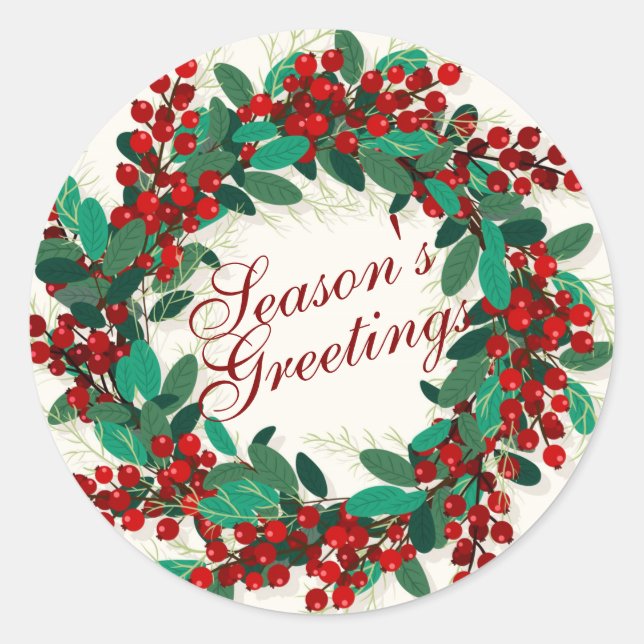 Season's Greetings Classic Round Sticker (Front)