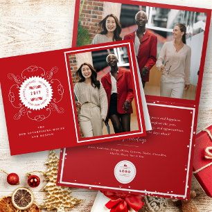 Season's Greetings Classic Seal Photo Business Holiday Card