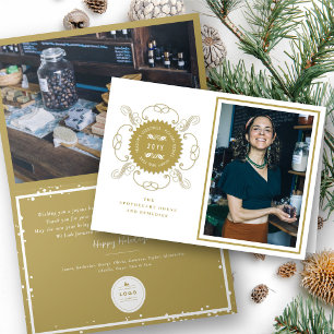 Season's Greetings Classic Seal Photo Business Holiday Card