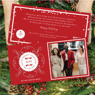Season's Greetings Classic Seal Photo Business Holiday Card