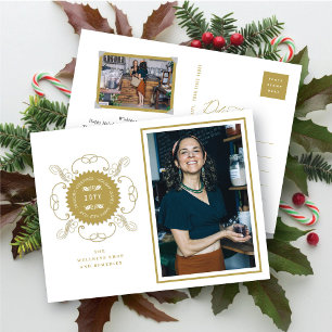 Season's Greetings Classic Seal Photo Business Holiday Postcard