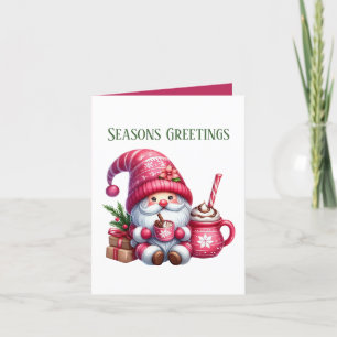 Seasons Greetings cocoa gnome add message  Holiday Card
