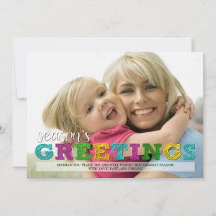 Season's Greetings Colourful Christmas Photo Card
