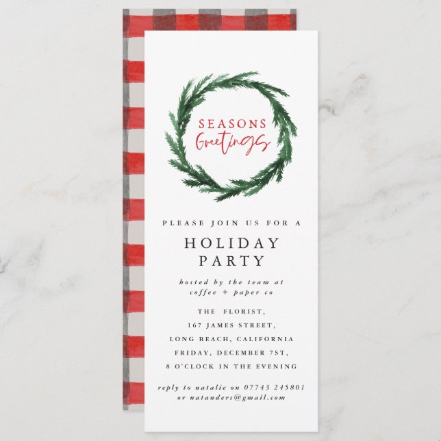 Seasons greetings corporate Christmas party Invitation (Front/Back)