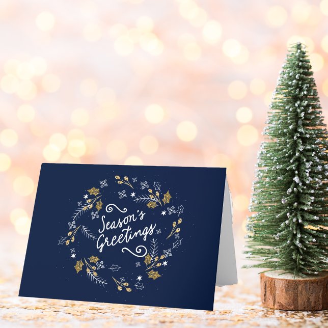 Seasons Greetings Corporate Photo Logo Custom Holiday Card (Creator Uploaded)