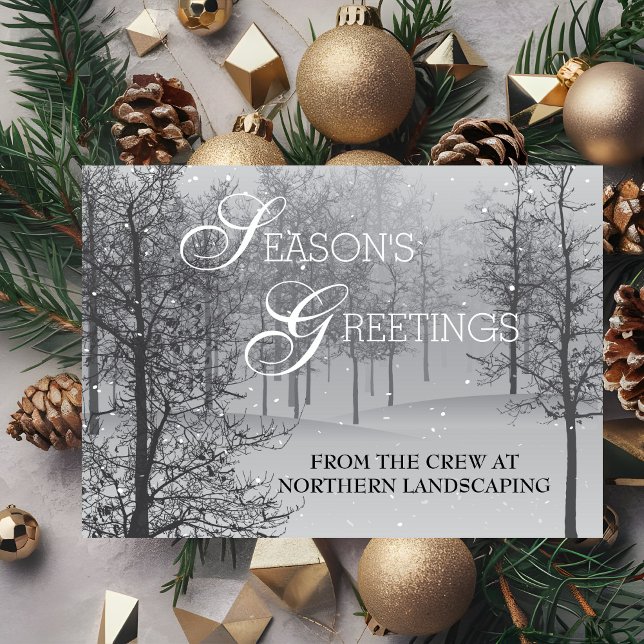 Seasons Greetings Corporate Snow Scene Business Holiday Card (Creator Uploaded)
