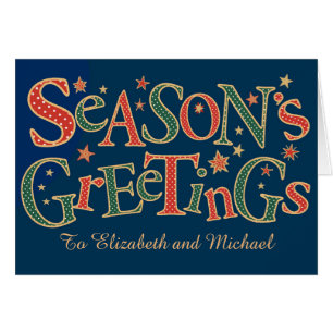 Season's Greetings Custom Front Red Green Polkas