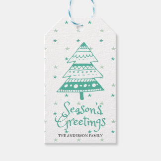 Seasons Greetings Cute Christmas Tree Gift Tags