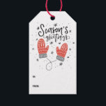 Season's Greetings Cute Red Mittens Gift Tags<br><div class="desc">Modern and festive holiday gift tag featuring hand lettering,  red mittens and snow pattern. This is a part of a holiday collection "Season's Greetings Red Mitten". Complimenting items are available.</div>