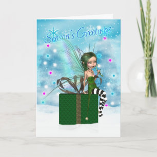 Season's Greetings - Cutte Little Christmas Fairy Holiday Card