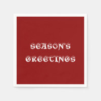 Season's Greetings Dark Red Paper Napkin