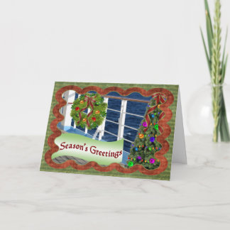Season's Greetings, Decorated Cruise Ship Deck Holiday Card