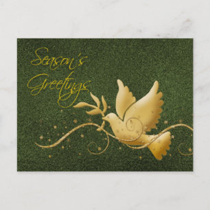 Season's greetings dove peace gold Christmas greet Holiday Postcard